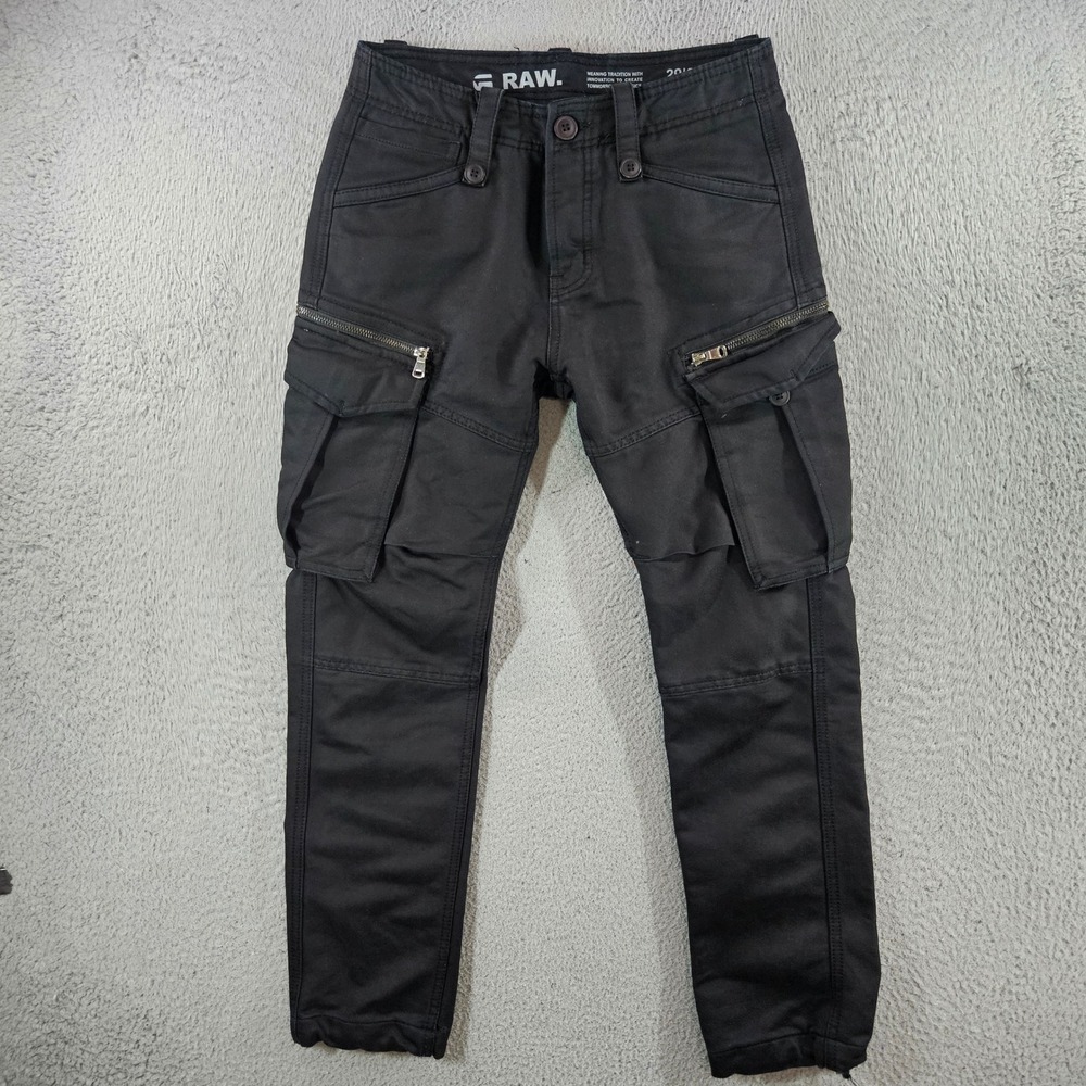 G-Star RAW Men Black Tapered Cargo Pants 29x27 Tactical Multi-Pocket Streetwear